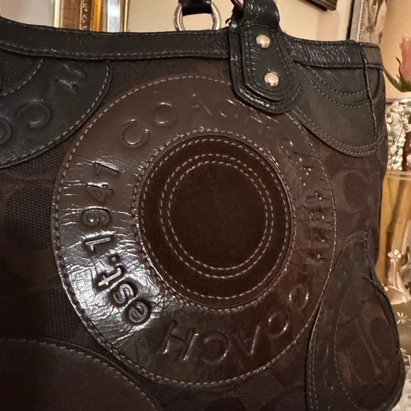 Coach Circle Patchwork East West Tote, - Picture 2 of 14